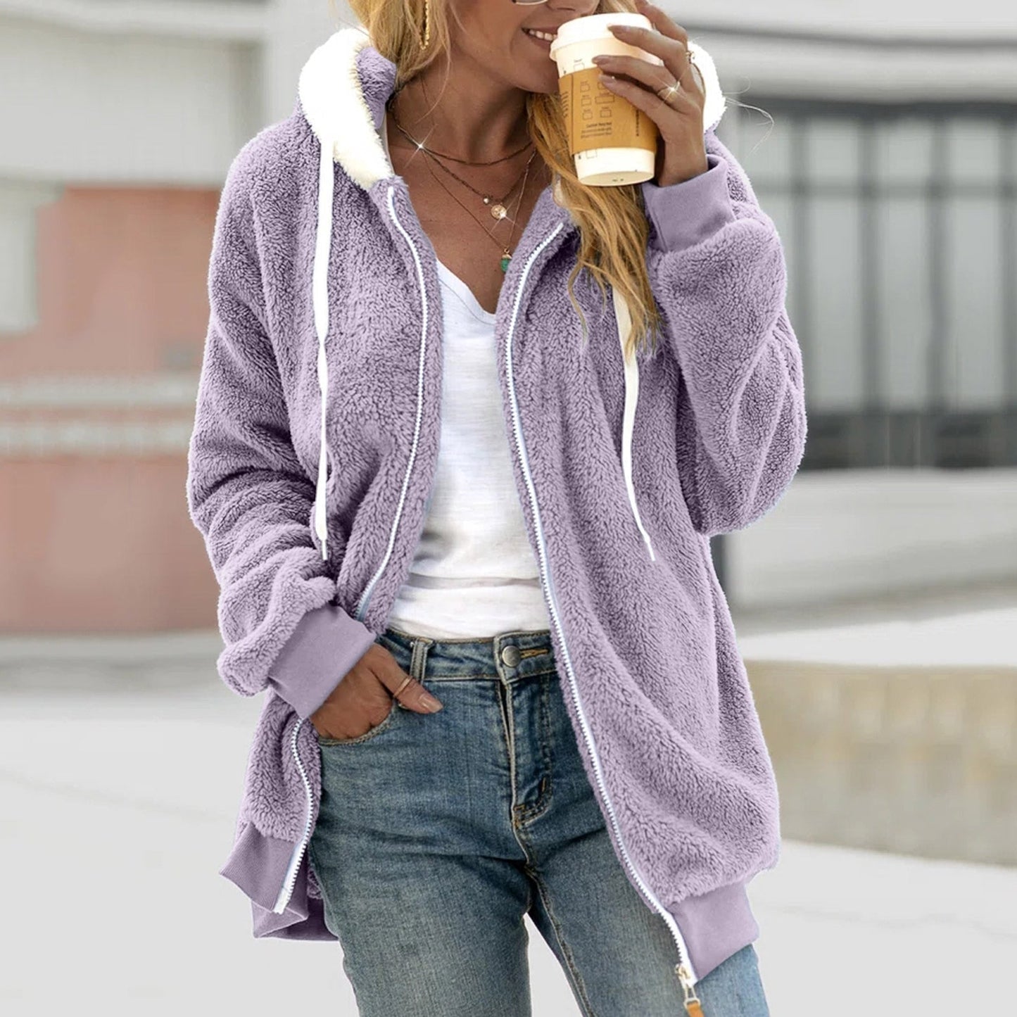 Fleece Jacket for Women – Warm Hooded Jacket for Winter Outdoor Activities