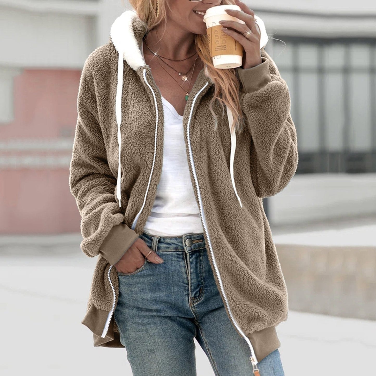 Fleece Jacket for Women – Warm Hooded Jacket for Winter Outdoor Activities