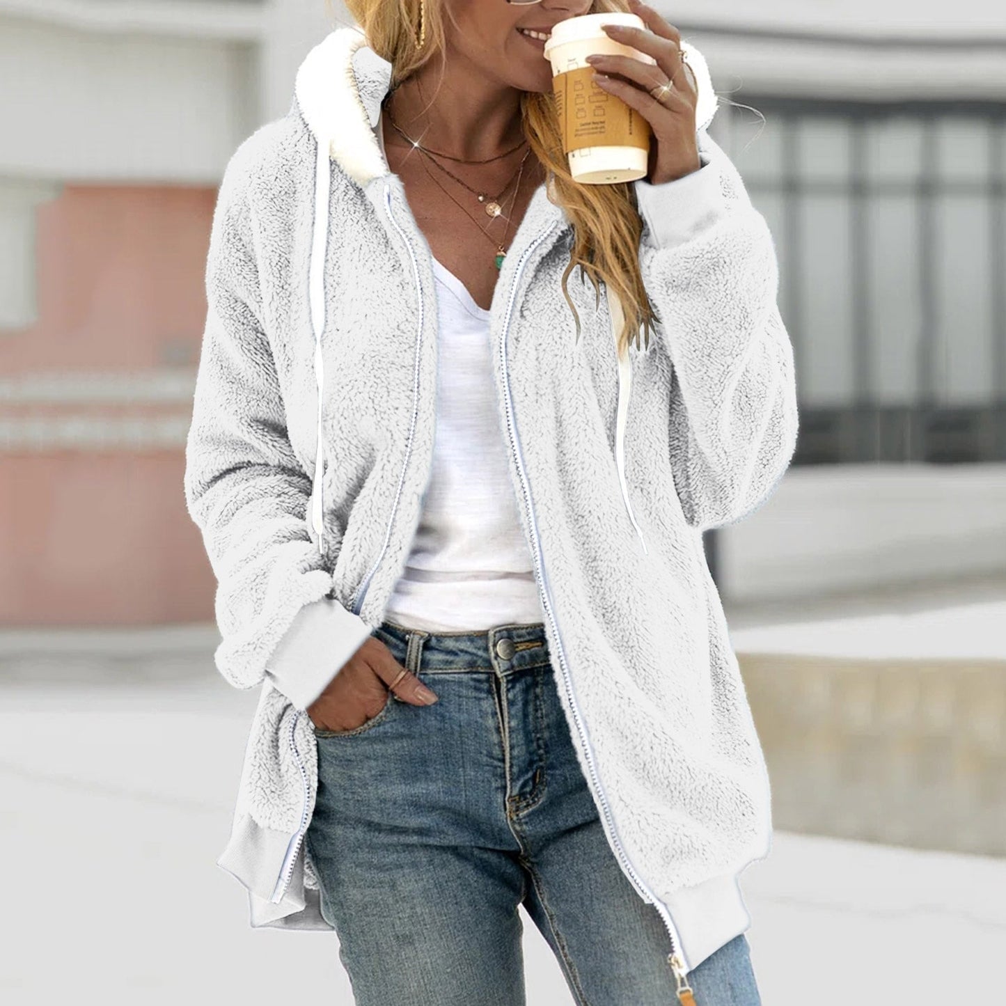 Fleece Jacket for Women – Warm Hooded Jacket for Winter Outdoor Activities
