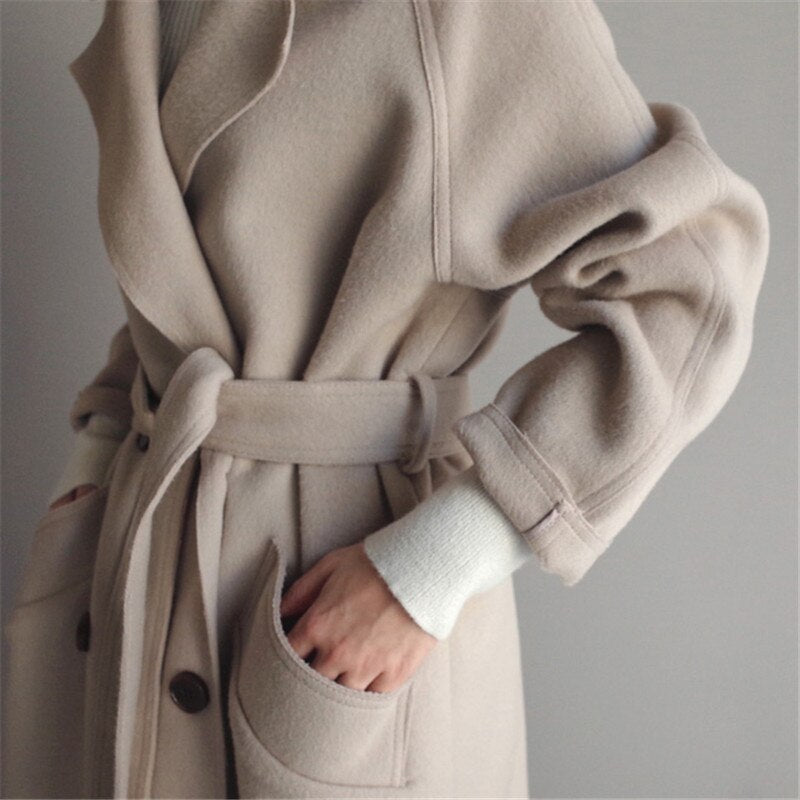 Women's Wool Coat – Elegant Long Winter Coat for Chic and Trendy Style
