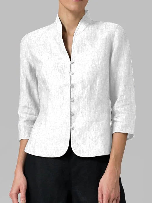 Blouse élégante femme – Chemisier chic en satin avec manches longues et col V