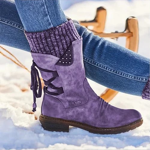 Bottes d'hiver femme – Bottes confortables en cuir imperméable et chaudes