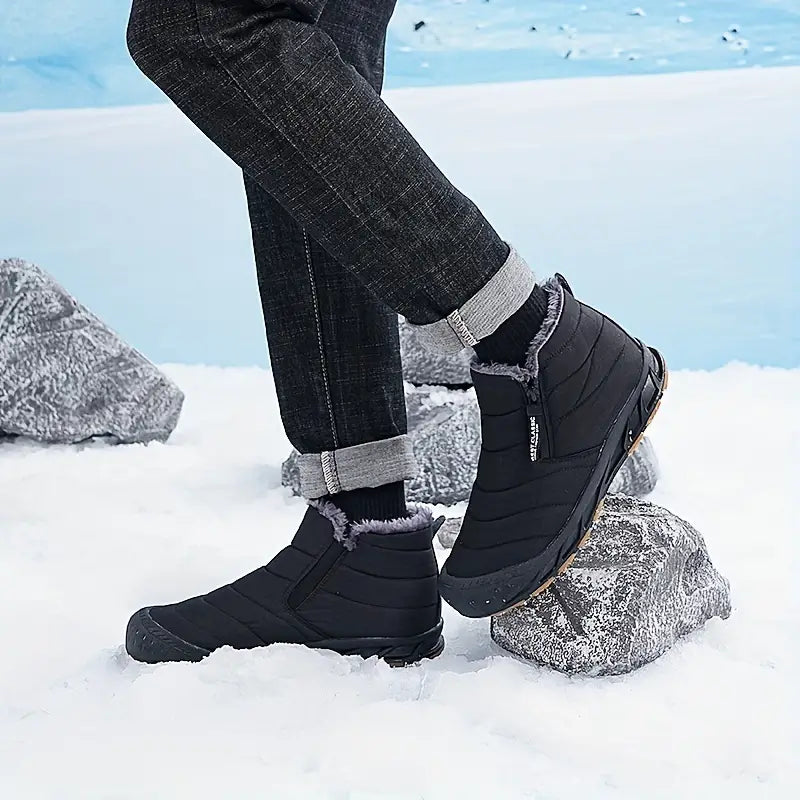 Bottes d'hiver homme – Bottes chaudes imperméables en cuir pour neige