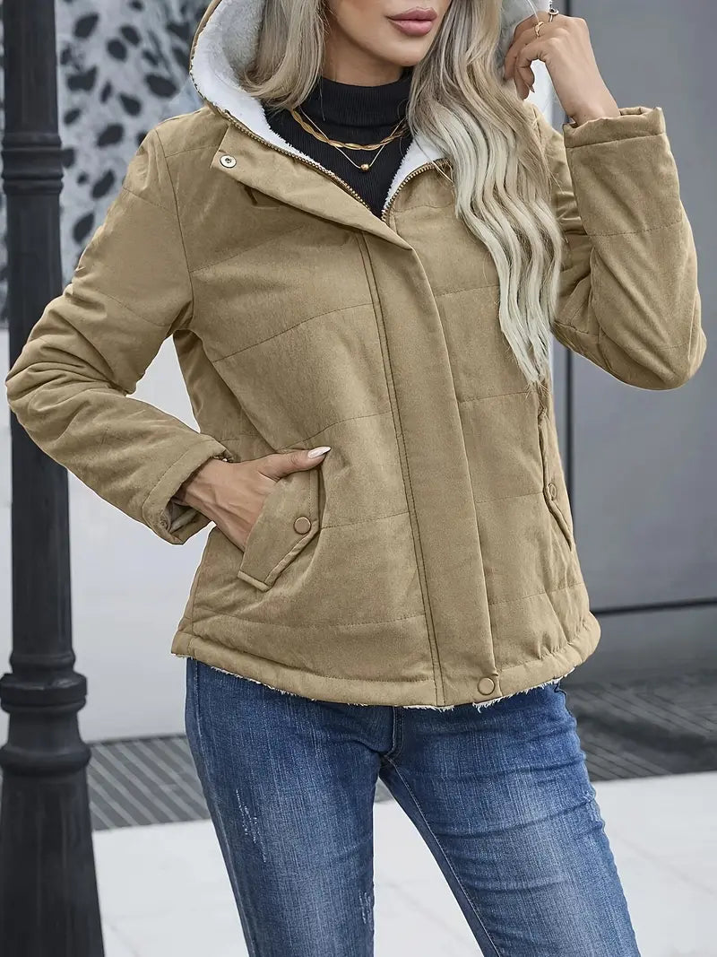 Veste confortable femme – Veste à capuche douce et décontractée pour l'hiver