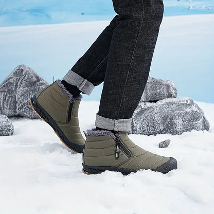 Bottes d'hiver homme – Bottes chaudes imperméables en cuir pour neige