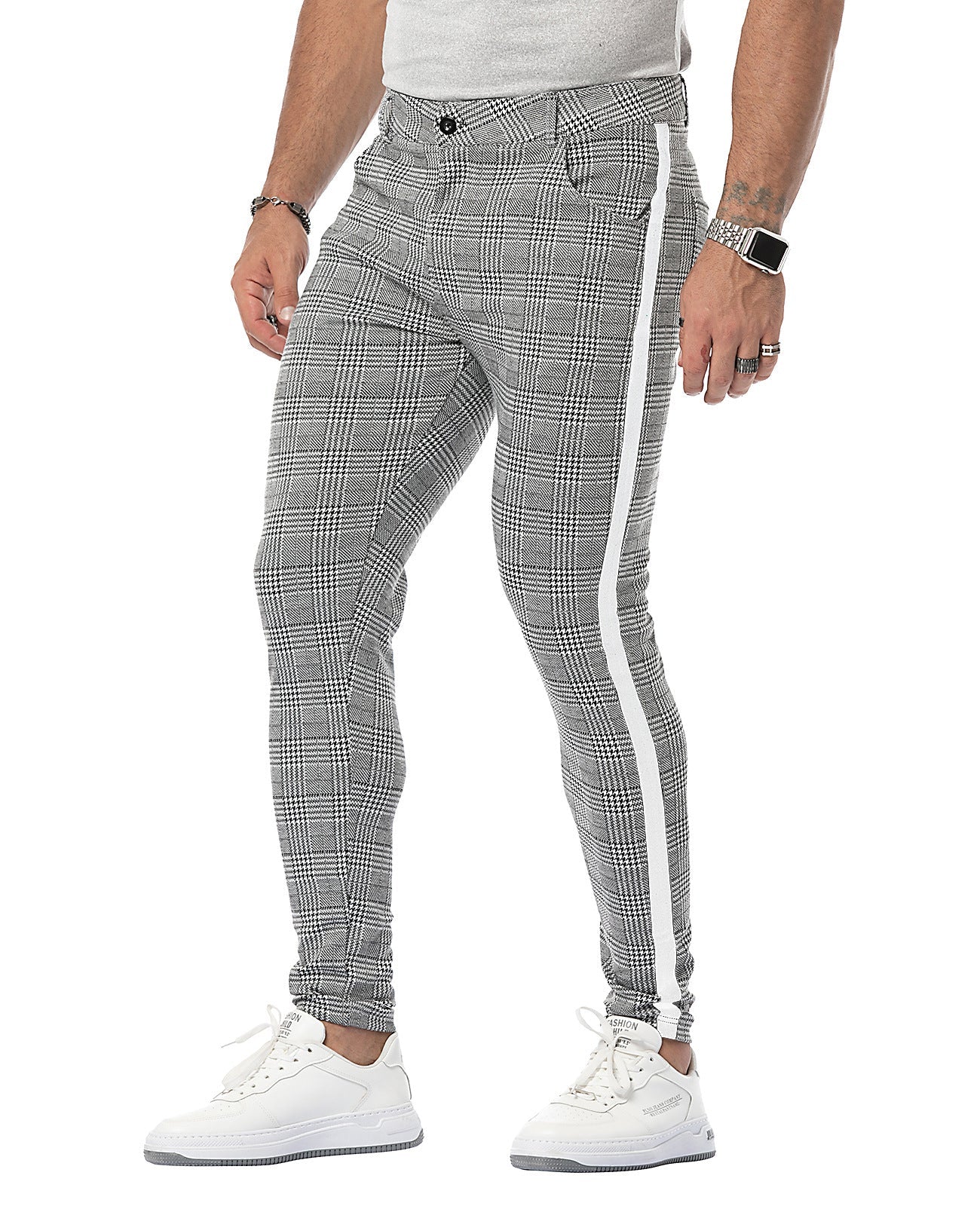 Chino Slim homme – Pantalon carreauté élégant en coton pour look décontracté