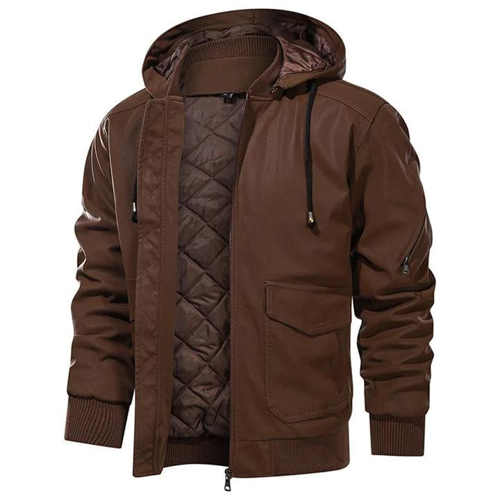 Veste en cuir homme avec capuche – Veste élégante et confortable pour automne