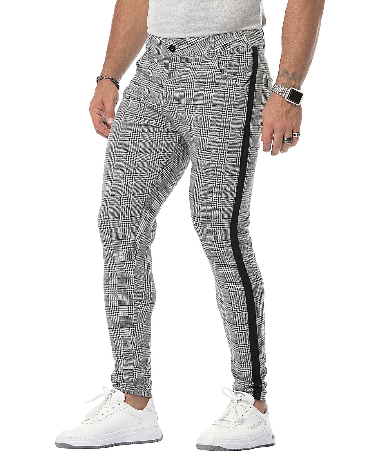 Chino Slim homme – Pantalon carreauté élégant en coton pour look décontracté