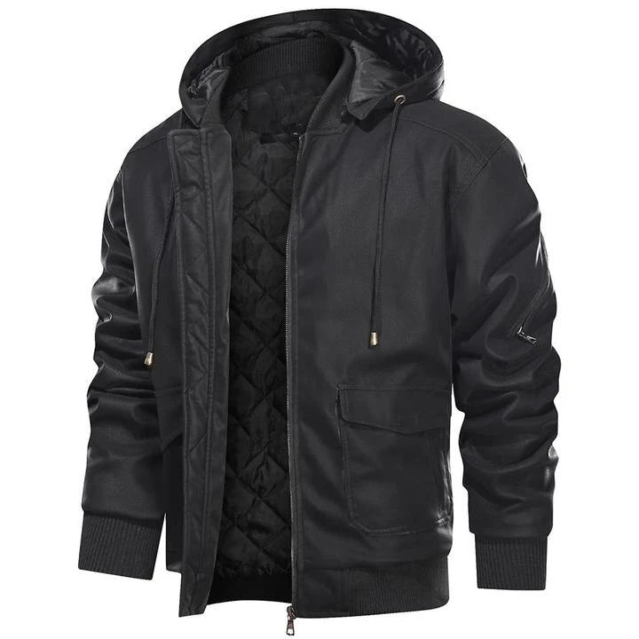 Veste en cuir homme avec capuche – Veste élégante et confortable pour automne