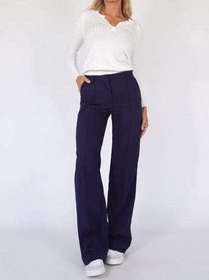 Pantalons taille haute femme – Pantalon chic en coton, coupe élégante et confortable