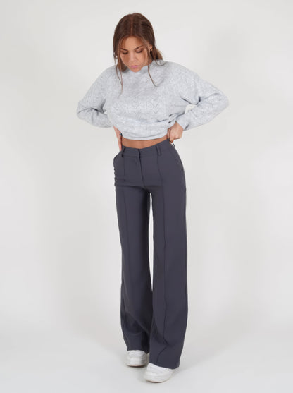 Pantalons taille haute femme – Pantalon chic en coton, coupe élégante et confortable