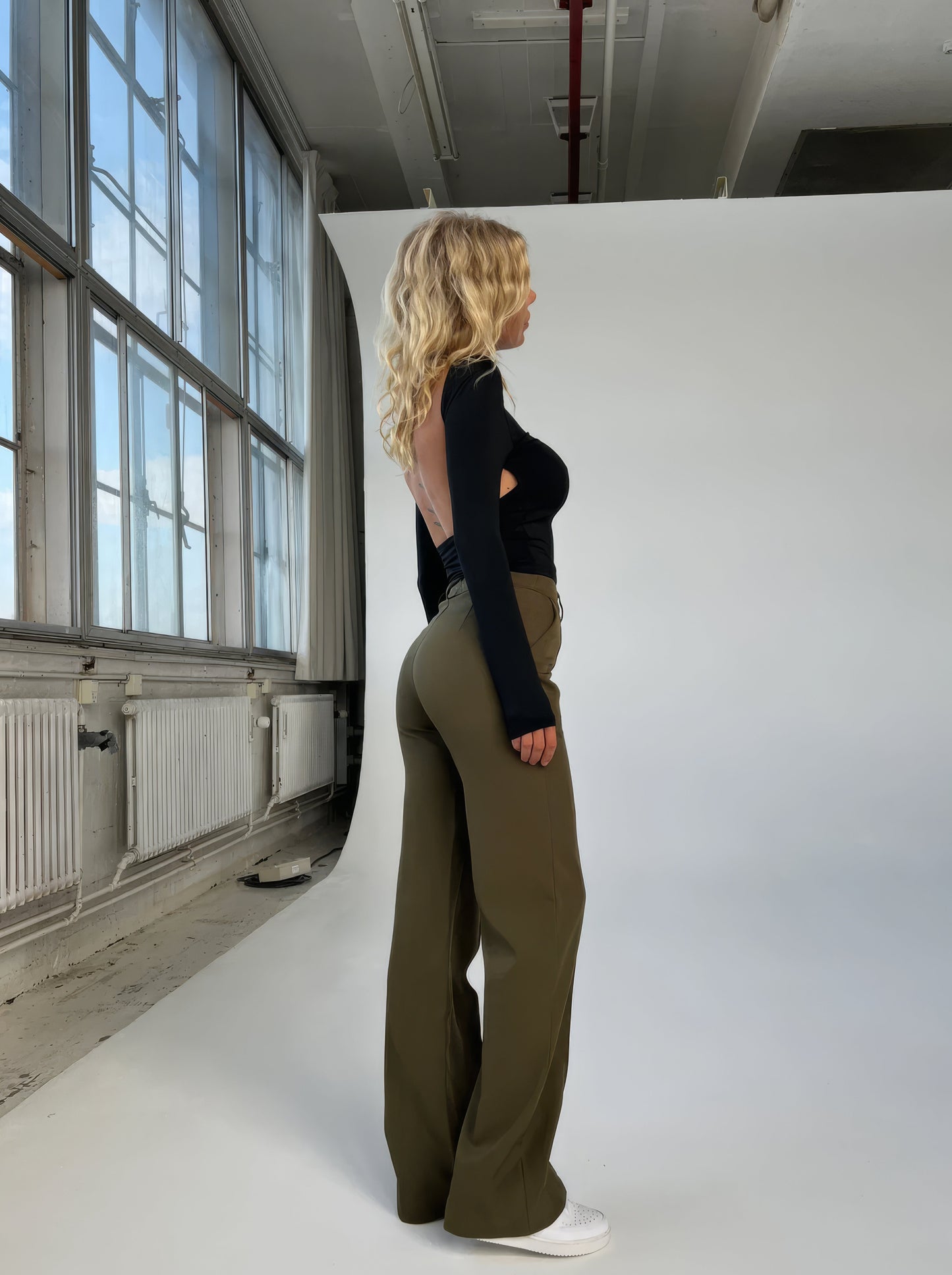 Pantalons taille haute femme – Pantalon chic en coton, coupe élégante et confortable