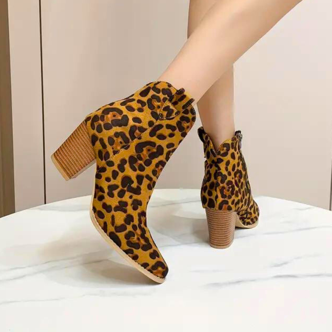 Bottes tendance femme – Bottes léopard à talons confortables et stylées