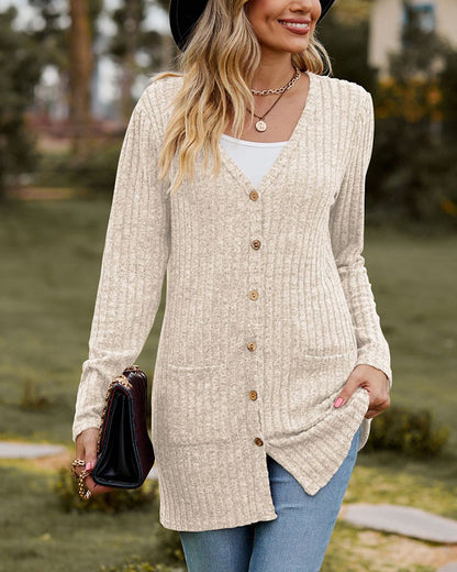 Cardigan femme – Cardigan à manches longues en tricot doux et élégant