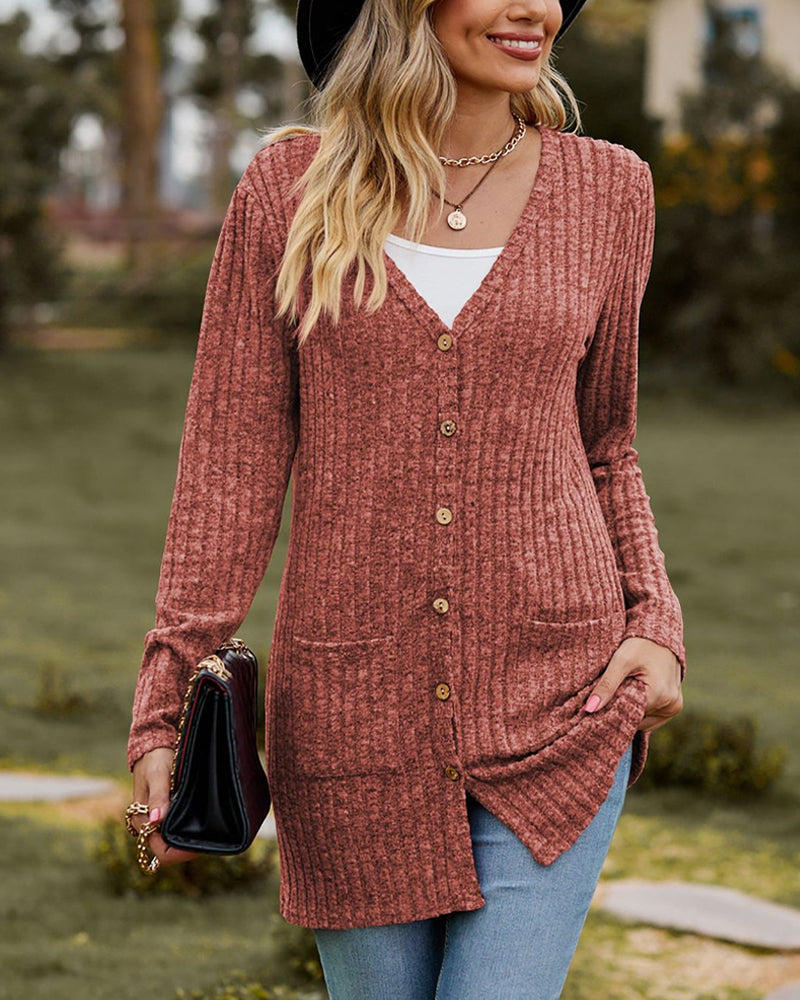 Cardigan femme – Cardigan à manches longues en tricot doux et élégant