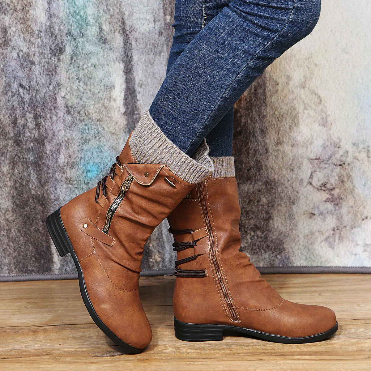 Bottes d'hiver femme – Bottes chaudes en cuir imperméable et confortables