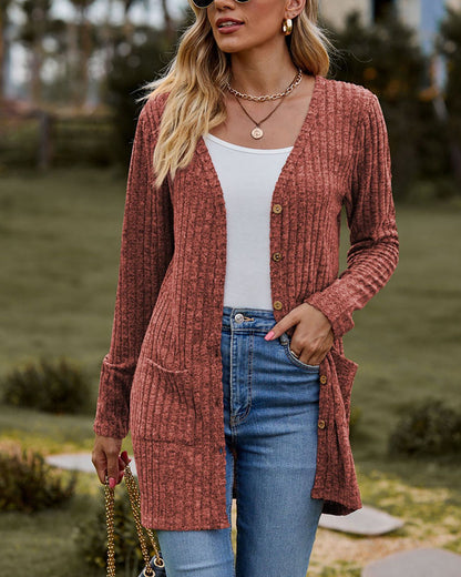 Cardigan femme – Cardigan à manches longues en tricot doux et élégant