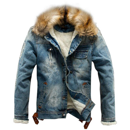 Veste en denim homme – Veste d'hiver chaude et stylée en jean pour homme