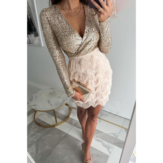 Robe de soirée femme – Robe mini élégante avec paillettes pour fête et cérémonie