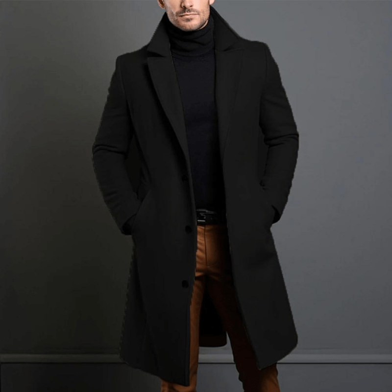 Manteau long homme – Manteau élégant en laine pour hiver et mi-saison