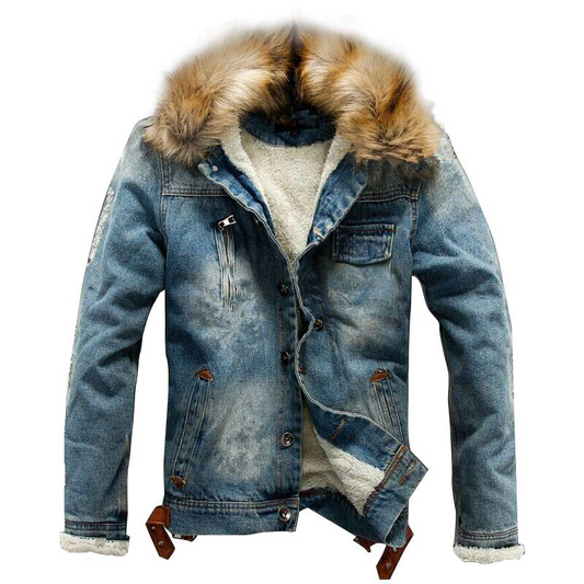 Veste en denim homme – Veste d'hiver chaude, coupe moderne et style décontracté