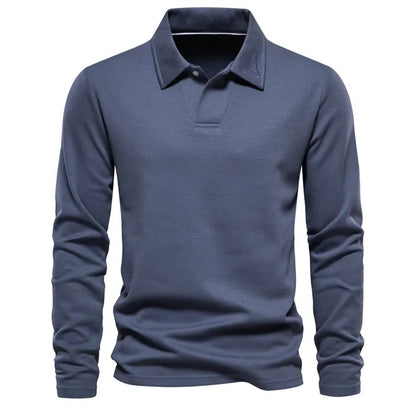 Polo homme à manches longues – T-shirt élégant en coton pour casual et sport