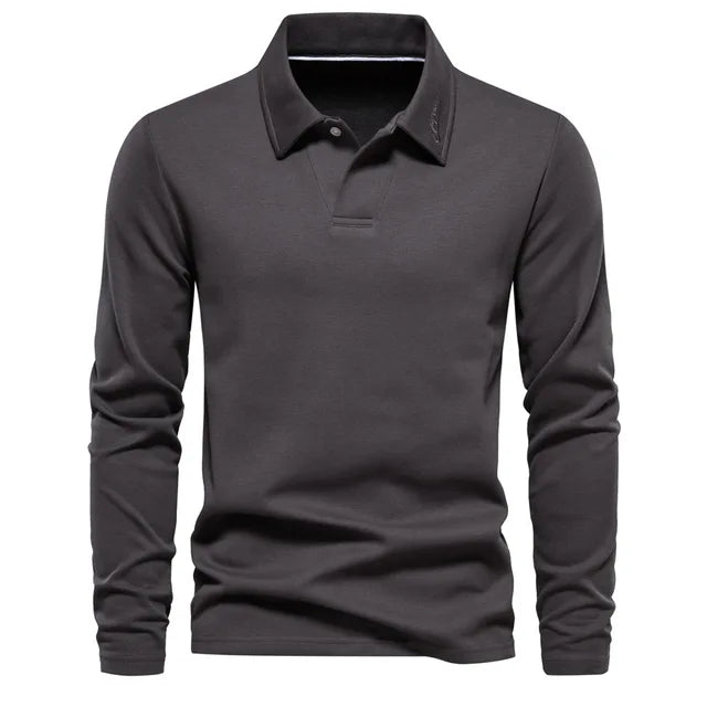 Polo homme à manches longues – T-shirt élégant en coton pour casual et sport