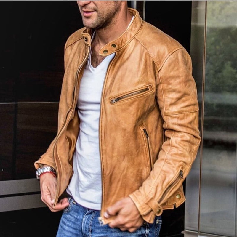 Veste en cuir homme – Veste élégante en cuir véritable pour look chic et décontracté