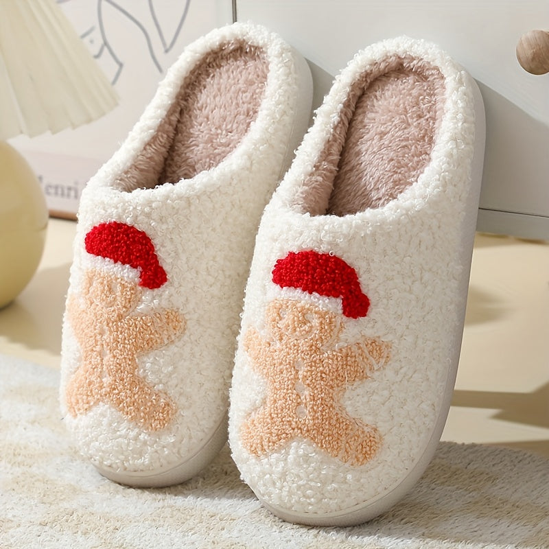 Chaussons de Noël femme – Pantoufles confortables en peluche pour fêtes