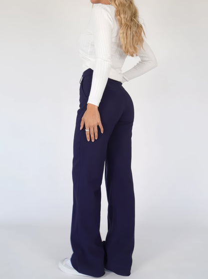 Pantalons taille haute femme – Pantalon chic en coton, coupe élégante et confortable