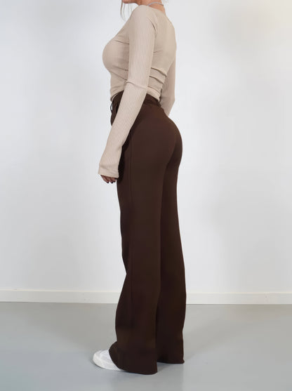 Pantalons taille haute femme – Pantalon chic en coton, coupe élégante et confortable