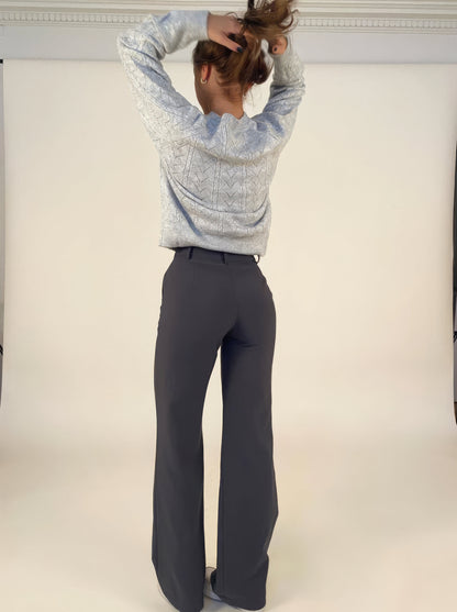 Pantalons taille haute femme – Pantalon chic en coton, coupe élégante et confortable