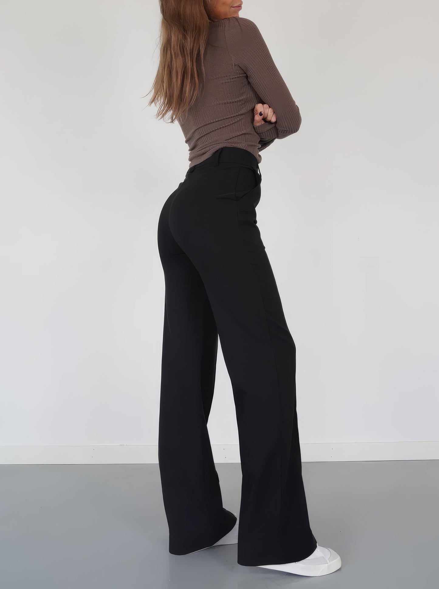 Pantalons taille haute femme – Pantalon chic en coton, coupe élégante et confortable