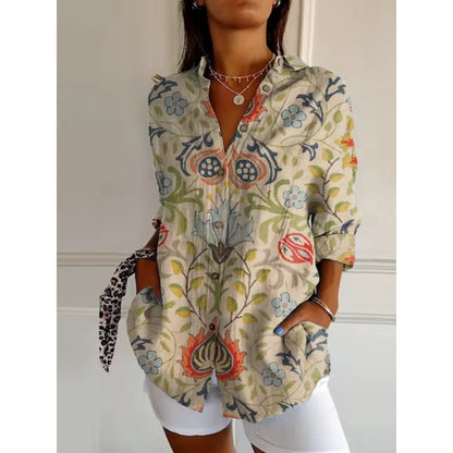 Blouse à fleurs femme – Chemisier élégant avec boutons pour toutes occasions