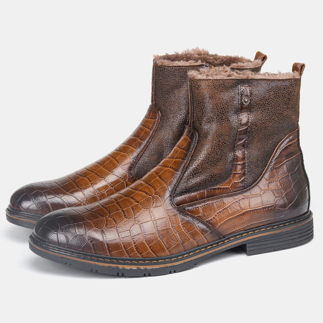 Bottes en cuir homme – Bottes chaudes et confortables en cuir pour hiver