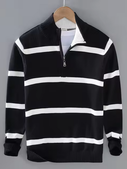 Pull rayé homme – Pull en coton doux à manches longues pour look décontracté