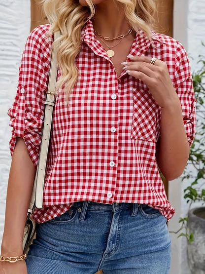 Chemise décontractée femme – Chemise légère en coton à manches courtes élégante