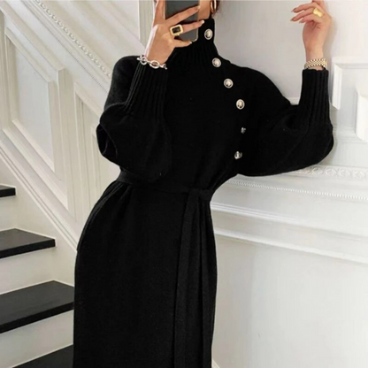 Robe d'hiver élégante femme – Robe chic en laine, coupe fluide et confortable