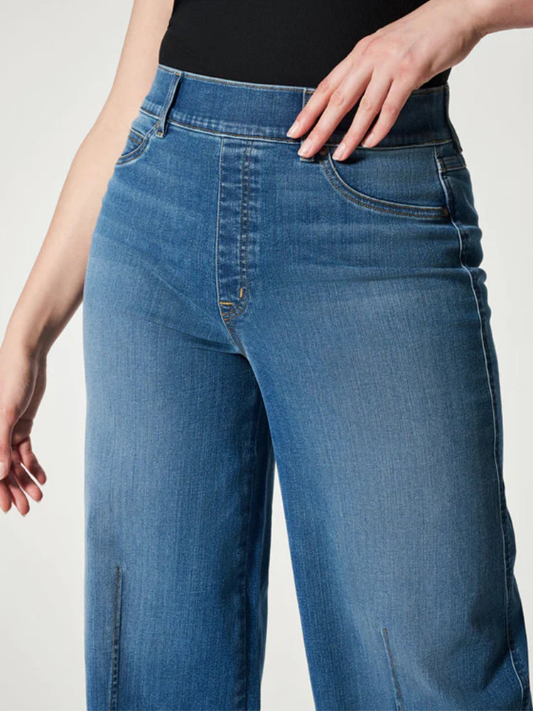 Jeans femme pull-on – Pantalon à jambes larges confortable et tendance