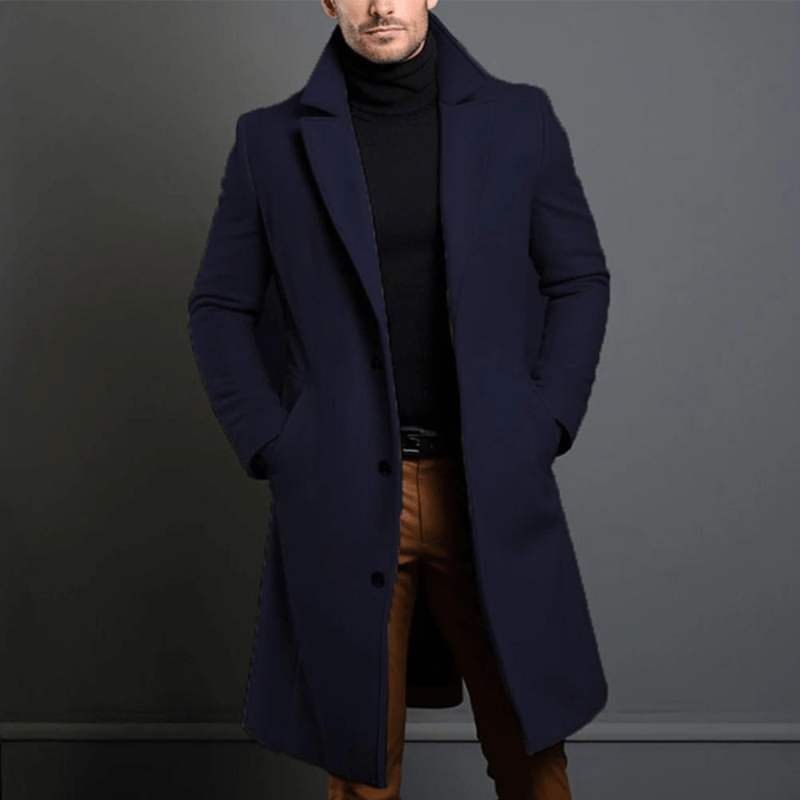 Manteau long homme – Manteau élégant en laine pour hiver et mi-saison