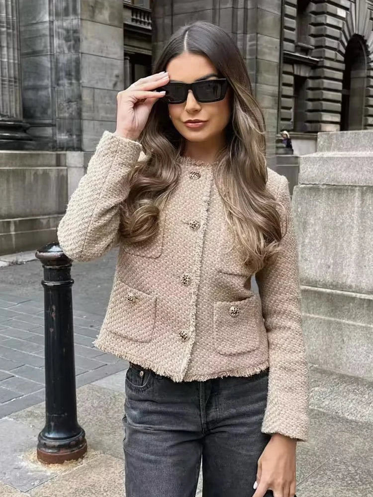 Blazer élégant femme – Veste chic ajustée en tissu léger pour soirée et bureau