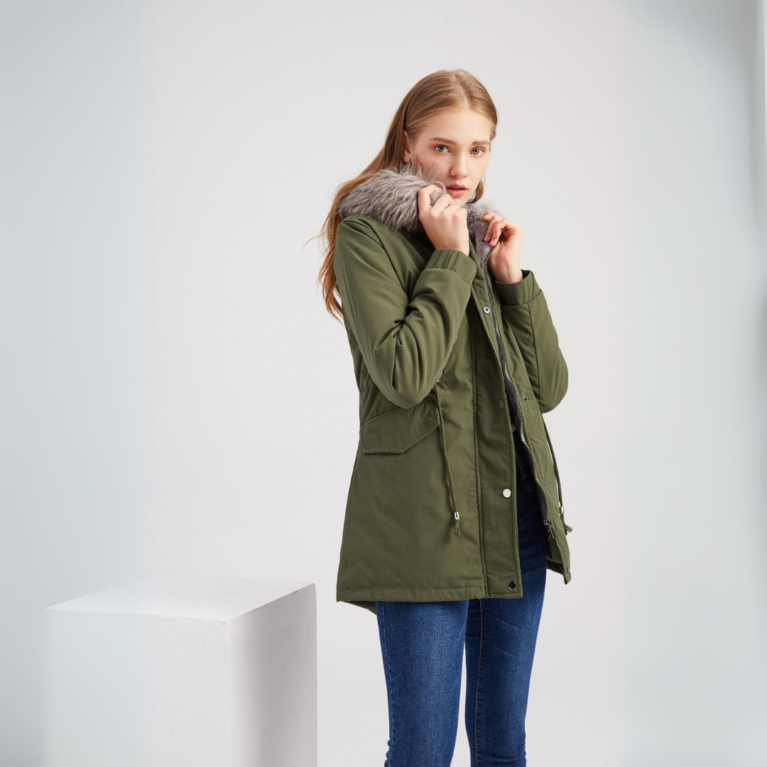 Parka femme – Veste chaude imperméable avec capuche et poches pratiques