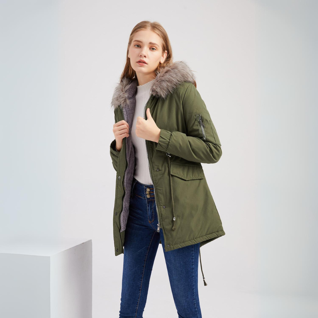 Parka femme – Veste chaude imperméable avec capuche et poches pratiques