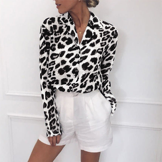 Blouse femme à motif léopard – Top élégant en coton léger pour sorties