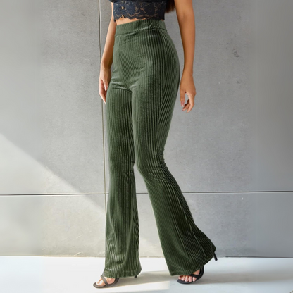 Pantalons en velours côtelé femme – Pantalon chic taille haute confortable et tendance