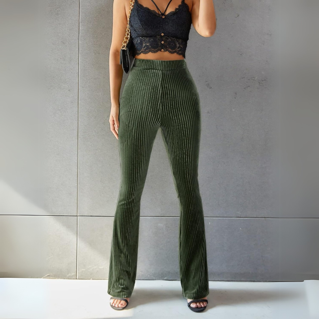 Pantalons en velours côtelé femme – Pantalon chic taille haute confortable et tendance