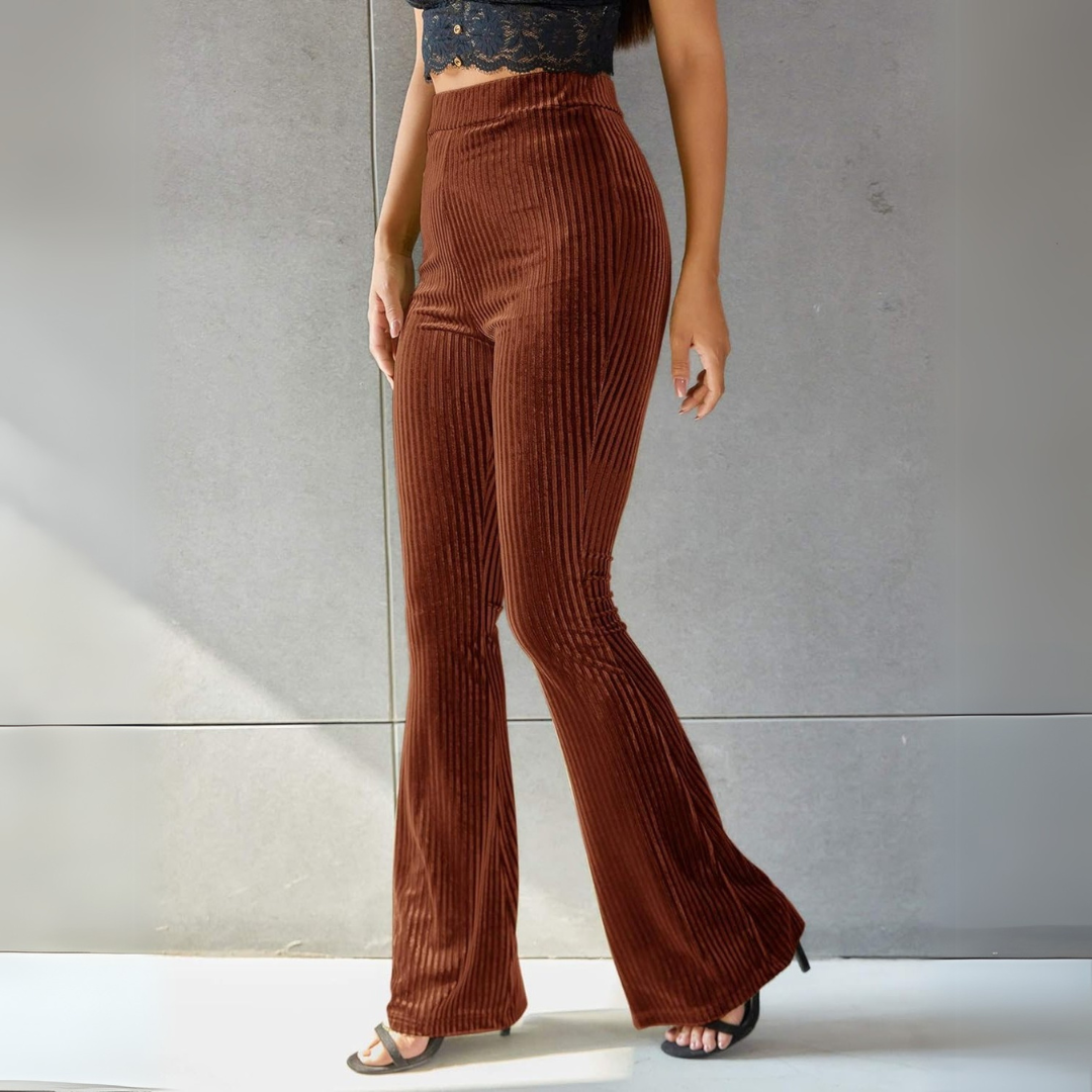 Pantalons en velours côtelé femme – Pantalon chic taille haute confortable et tendance