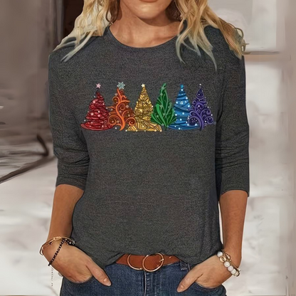 Pull de Noël femme – Pull décontracté en tricot doux avec motifs festifs