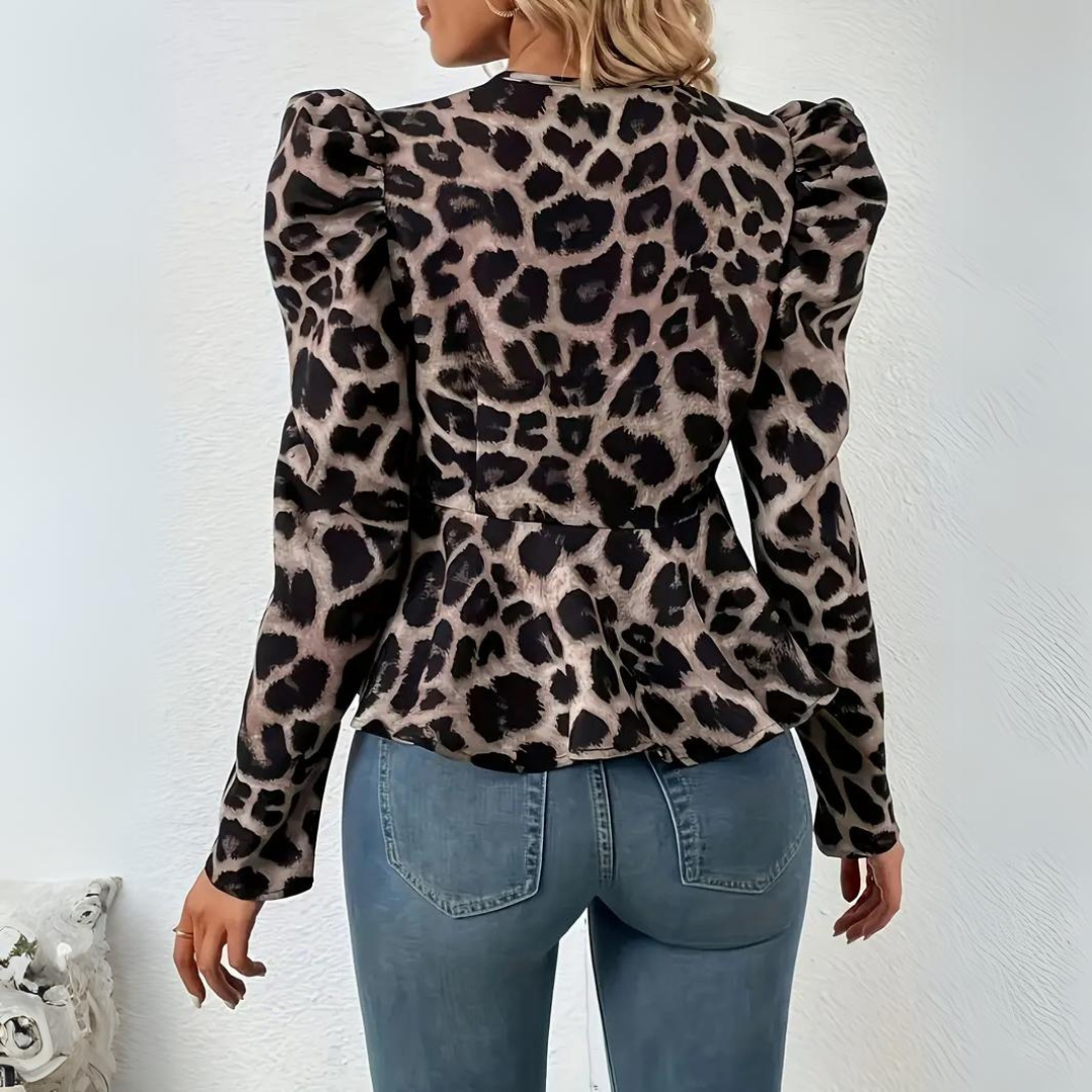 Blazer femme motif léopard – Veste élégante à manches longues pour sorties