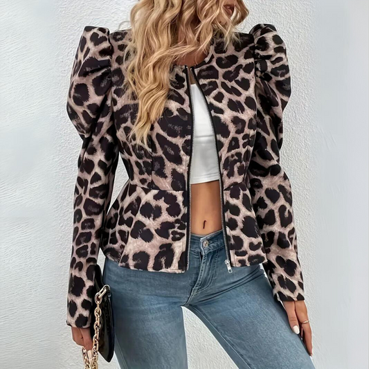 Leopard Print Blazer Women – Elegant Long Sleeve Jacket for Stylish Outings